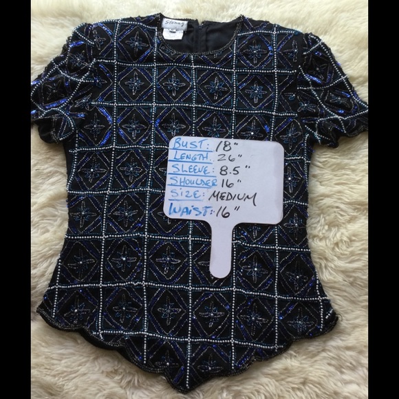 Vintage Stenay Silk Beaded Top. B4 - Picture 8 of 16